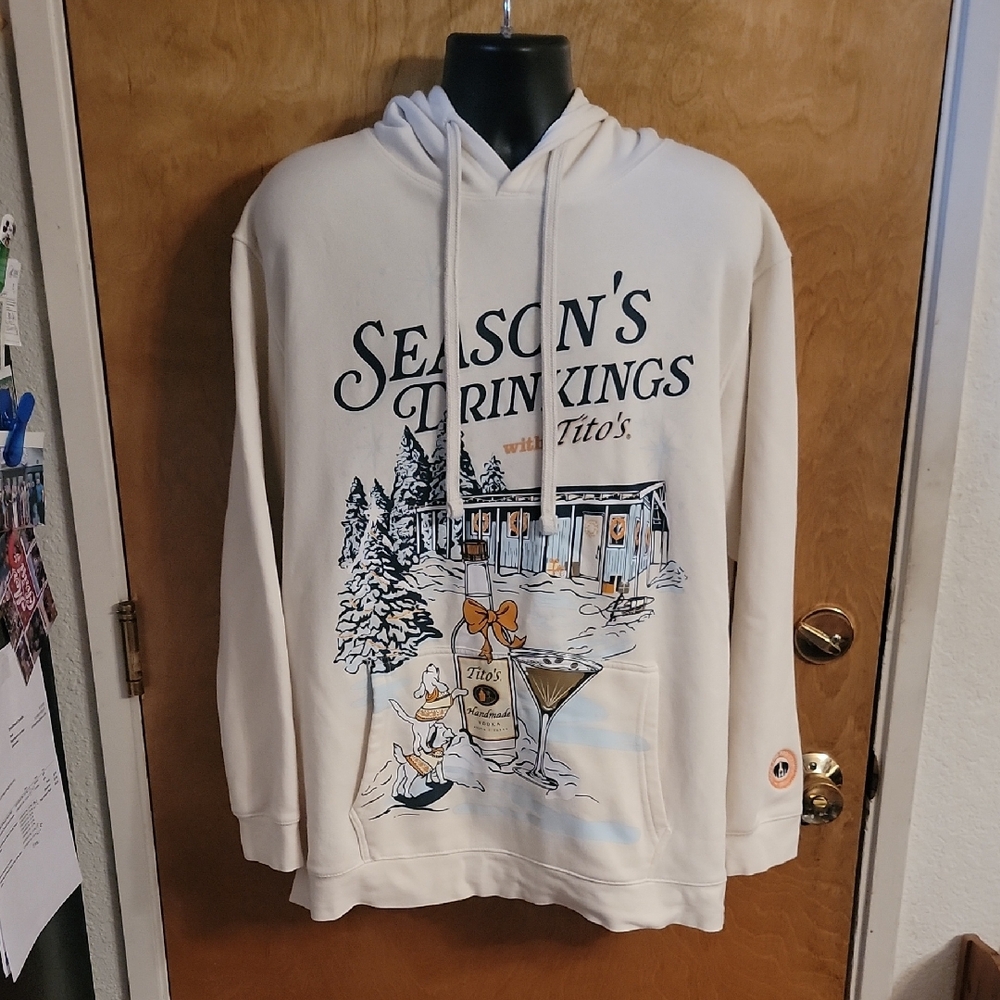 TITO'S SEASON'S DRINKINGS HOODIE VODKA FOR DOG PEOPLE POCKET SIZE XXL